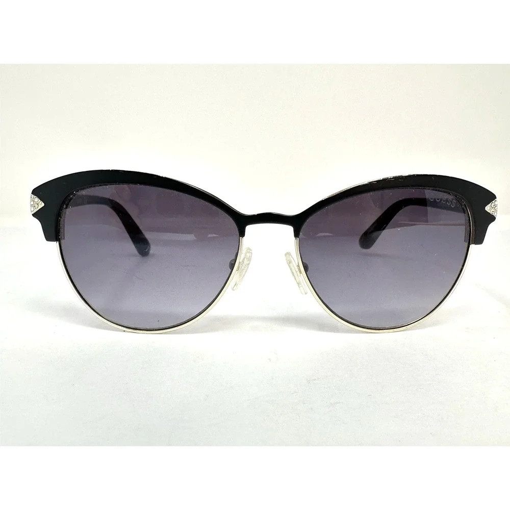 Guess Women's Sunglasses GU 7515-S 05C Black Gold Cat Eye Rhinestone 55 16 140
